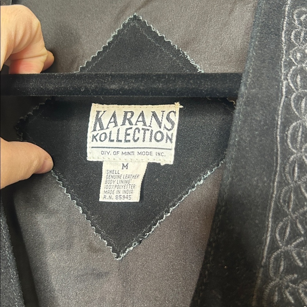 Karen’s Collection Vintage Suede Leather Embroidered Vest - Picture 2 of 4